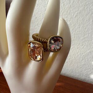 New Set of 2 Heidi Daus "Ring It Up" Champagne Color Crystal Stack Rings